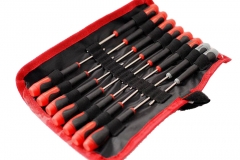 15pc High Precision Mini Cr-V Screwdriver Set with Roll Pouch: Phillips Slot Trox, Tamperproof Torx