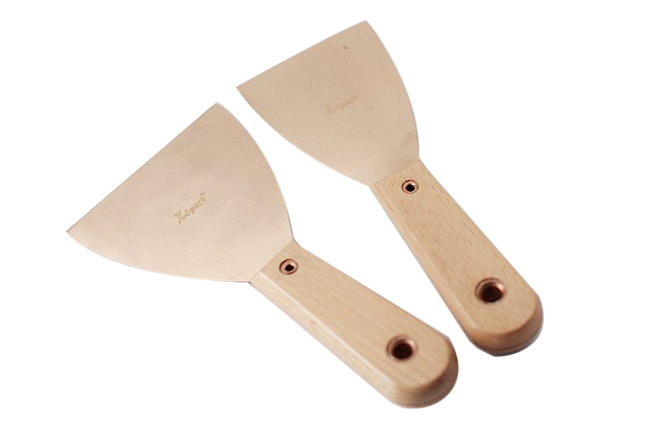Sparkproof NonSparking Putty Knife Scraper BeCu Copper/AlBr Brass Wood Handle