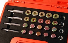 64pc Oil Pan Drain Sump Plug Key Thread Repair Tool Kit: M13-M20 4 Popular Size