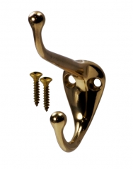 2-Pack Stanley Taiwan 80-4020 Classic Solid Brass Coat & Hat Hook Hanger Holder