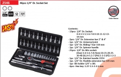 Selta Taiwan 46pc Cr-V 1/4" Dr. 6pt Socket & Accessories Screwdriver Bits Set