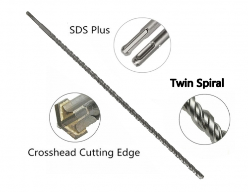 1M Long Length  Tungsten Carbide Tip SDS Plus Masonry Hammer Drill Bit