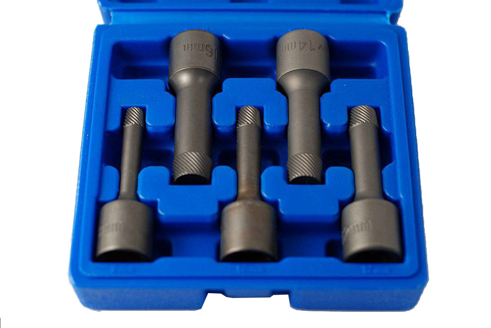 5pc 1/2" Dr. SNCM+V Steel Bolt Screw Extractor with Reverse Thread 8,10